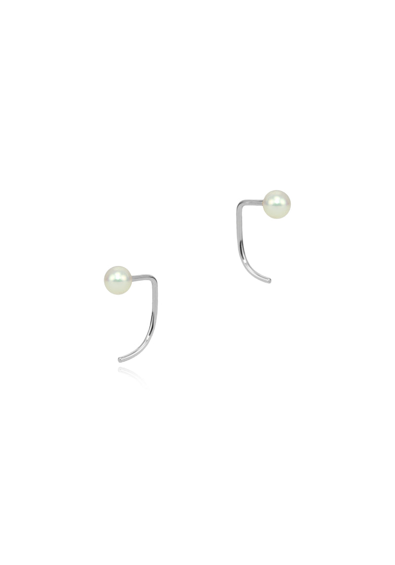 Pearl mini silver spike earrings