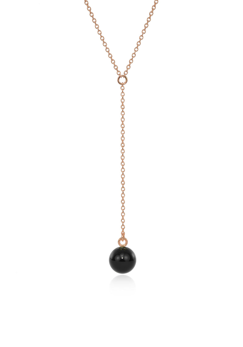 Onyx small rose gold drop pendant