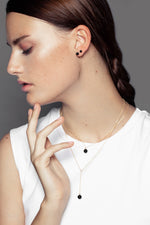 Onyx mini gold spike earrings