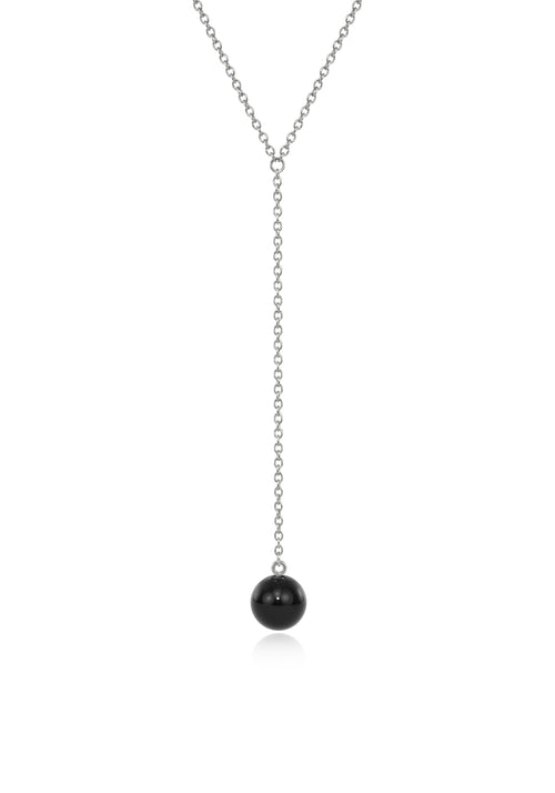 Onyx large silver drop pendant