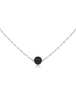 Onyx large silver sideways pendant