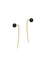 Onyx large yellow gold spike earrings