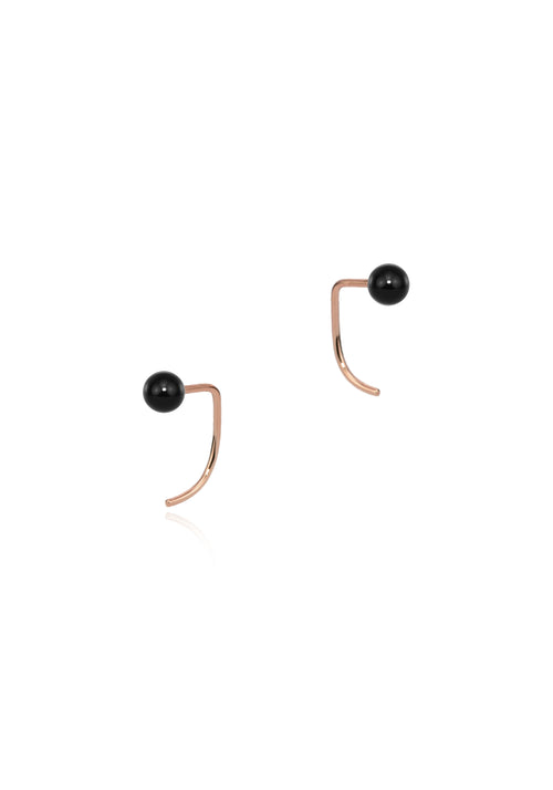 Onyx mini gold spike earrings