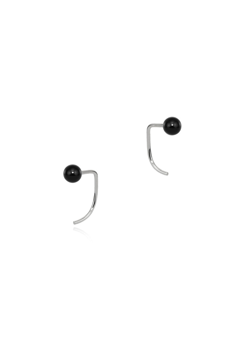 Onyx silver mini spike earrings