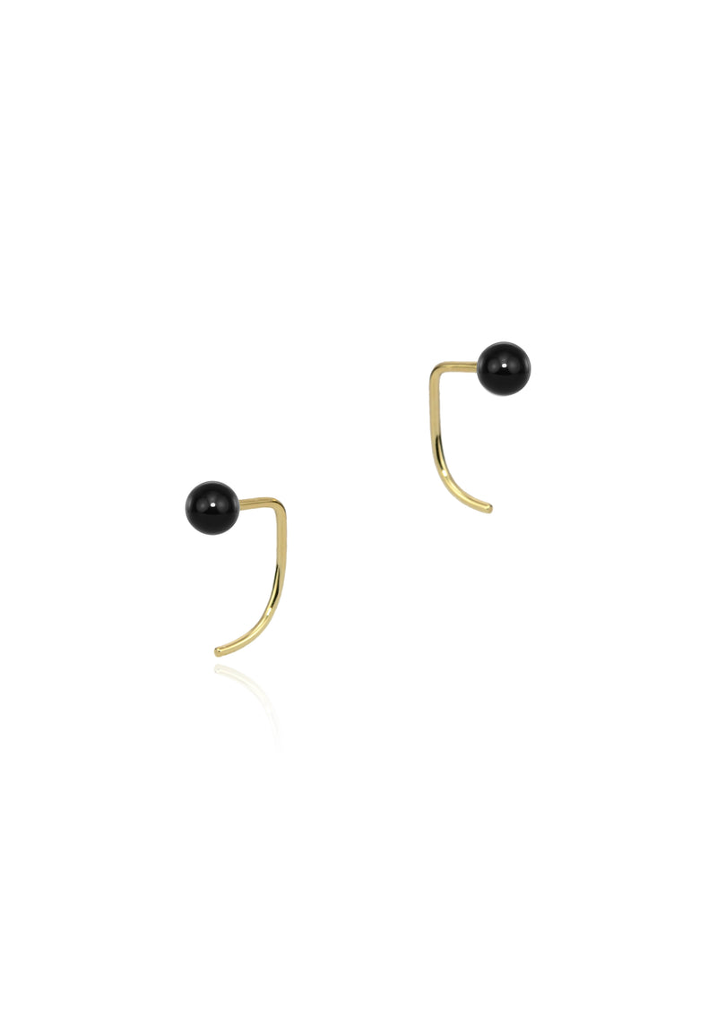 Boucles d'oreilles mini pointes dorées onyx