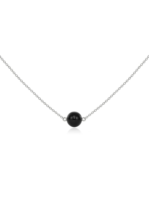 Onyx silver sideways pendant
