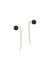 Onyx small yellow gold spike earrings