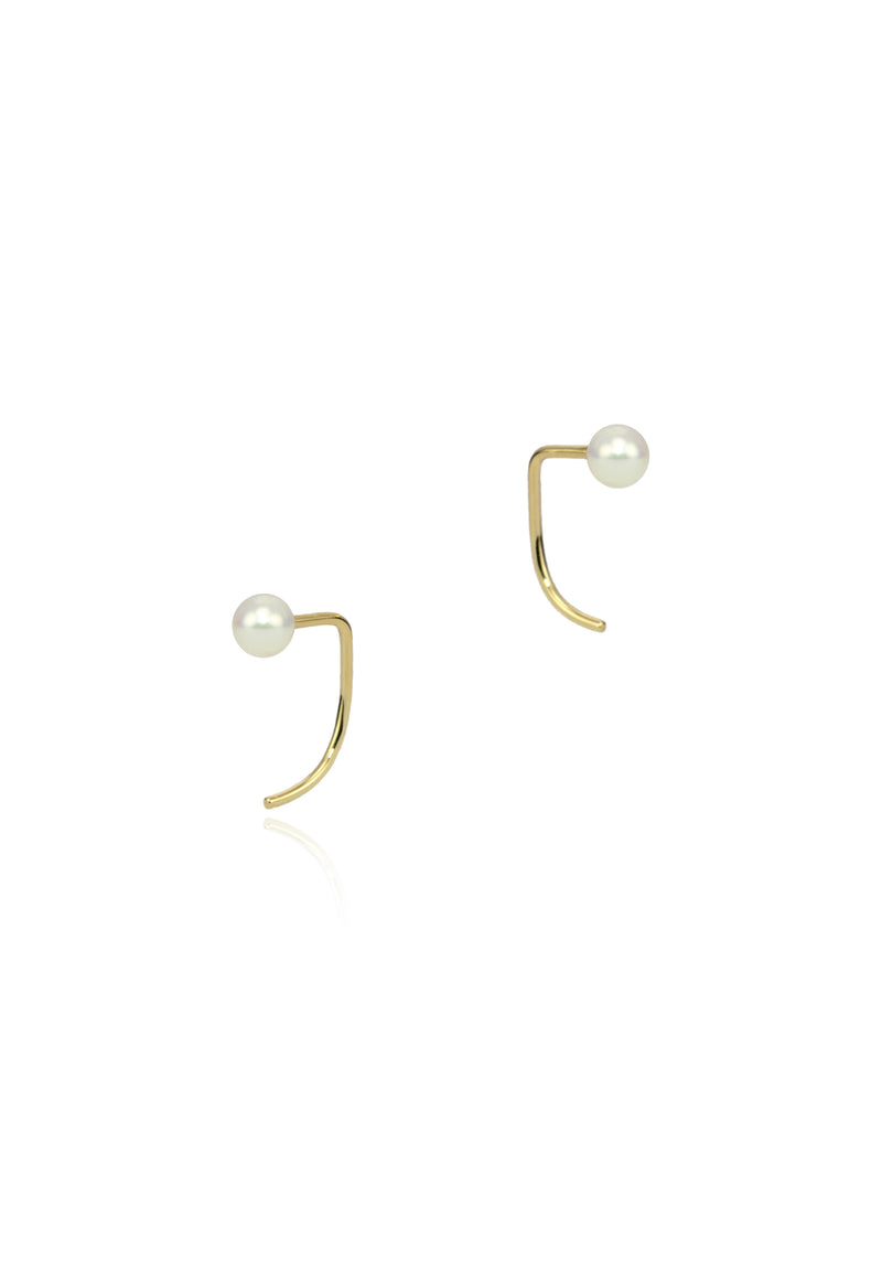 Pendientes mini espigas de perlas de oro