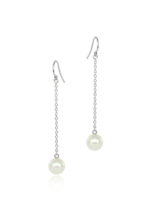 Pearl silver drop earrings