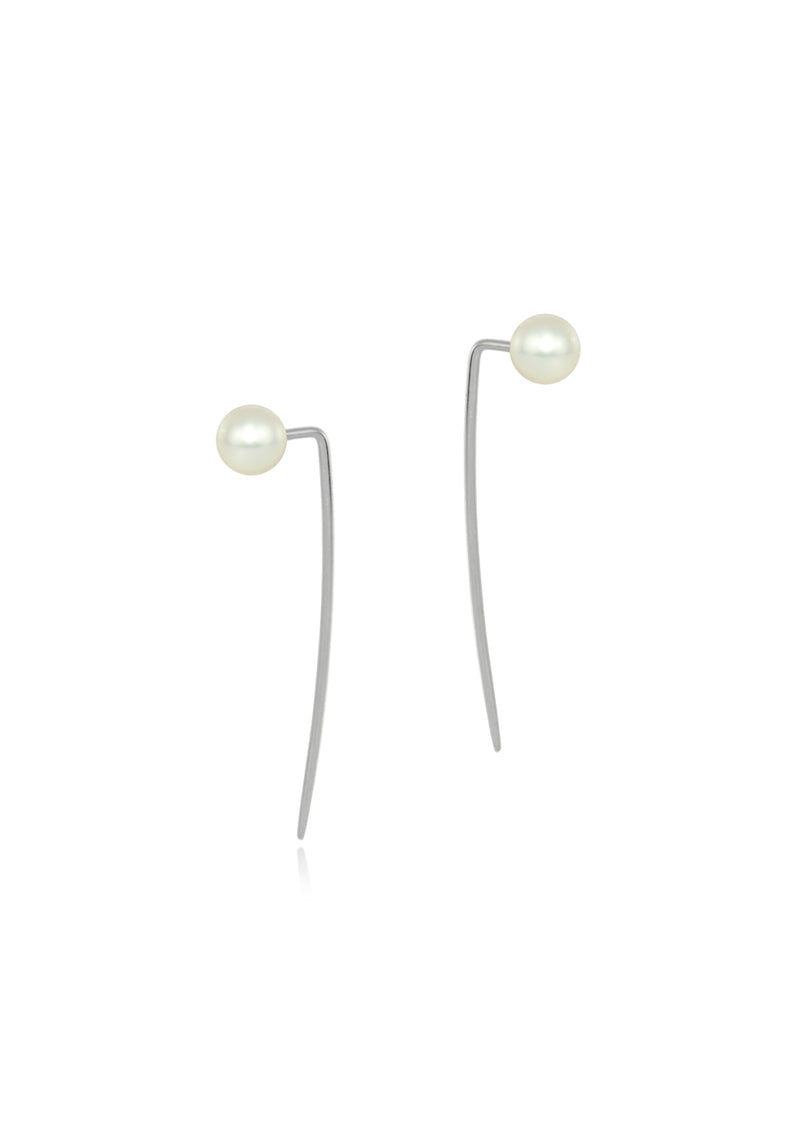 Pearl large silver spike earrings