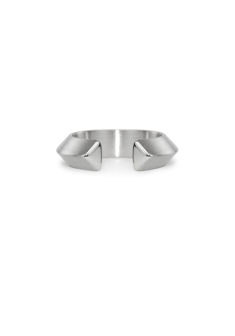 Slice silver triangle ring
